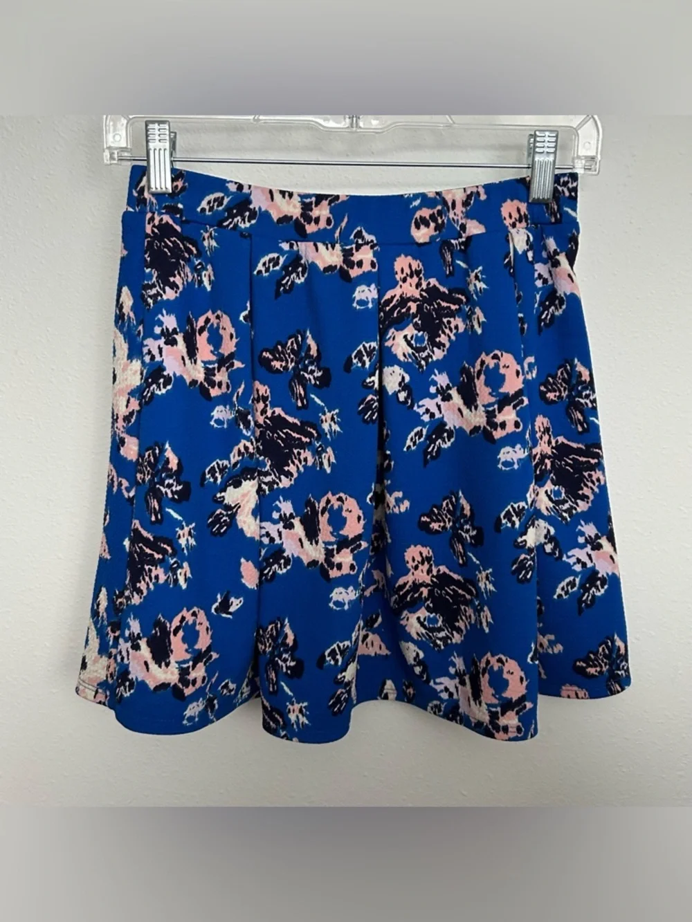 Joe Benbasset Blue Floral Skirt with Pink and Black Print - Picture 1 of 3